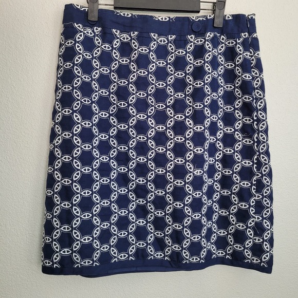 Ann Taylor Dresses & Skirts - Ann Taylor Women's Straight & Pencil Skirt Size 10 Blue Embroidered Side Zipper